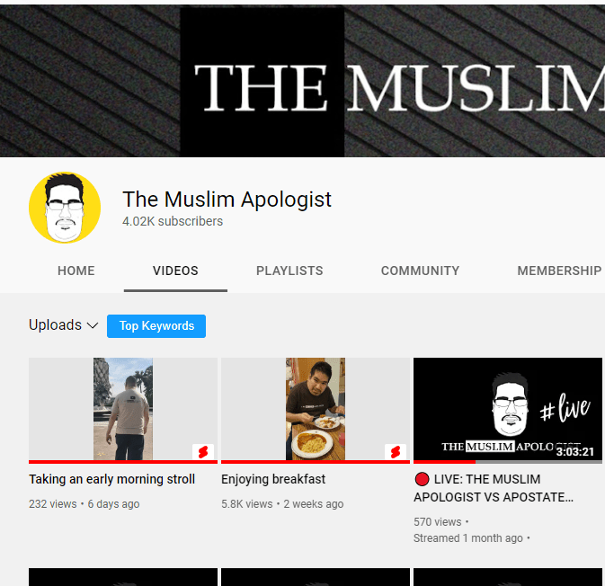 The Muslim Apologist channel subs for October 2022