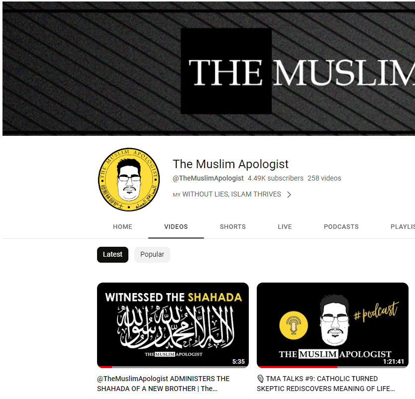 The Muslim Apologist channel subs for May 2023