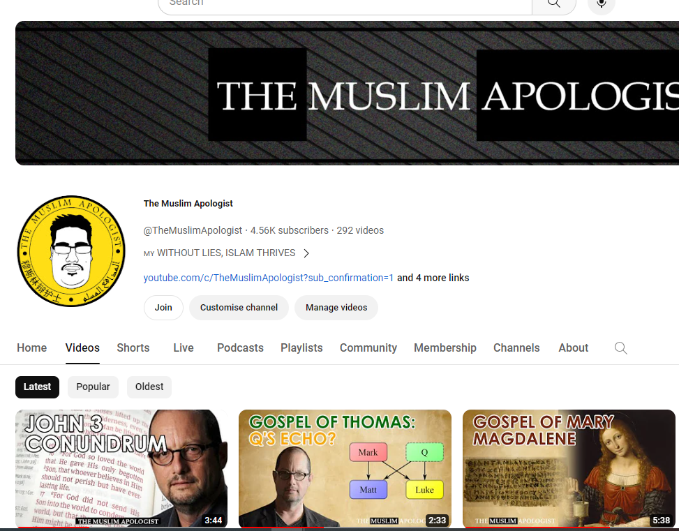 The Muslim Apologist channel subs for September 2023